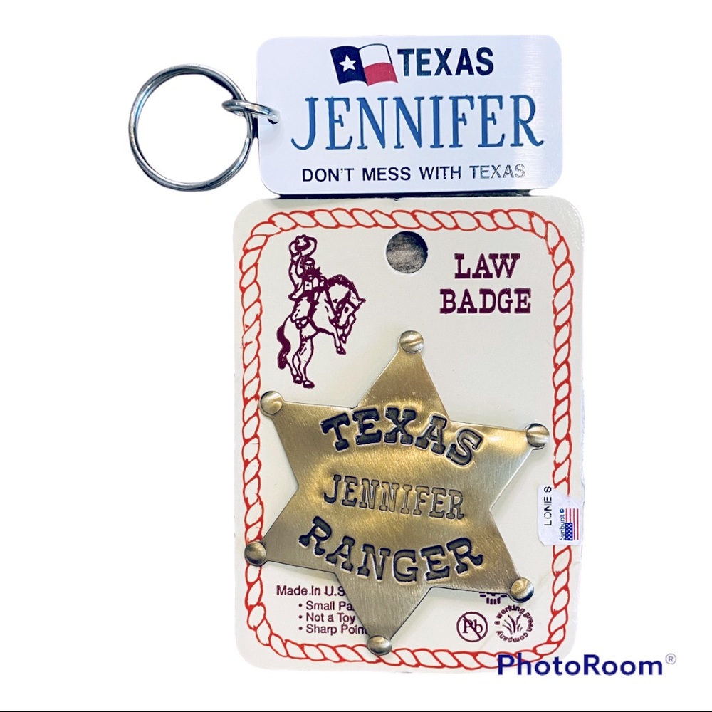 Jennifer Texas Novelty Keychain Ranger Badge NWT Personalized Gift Don’t Mess